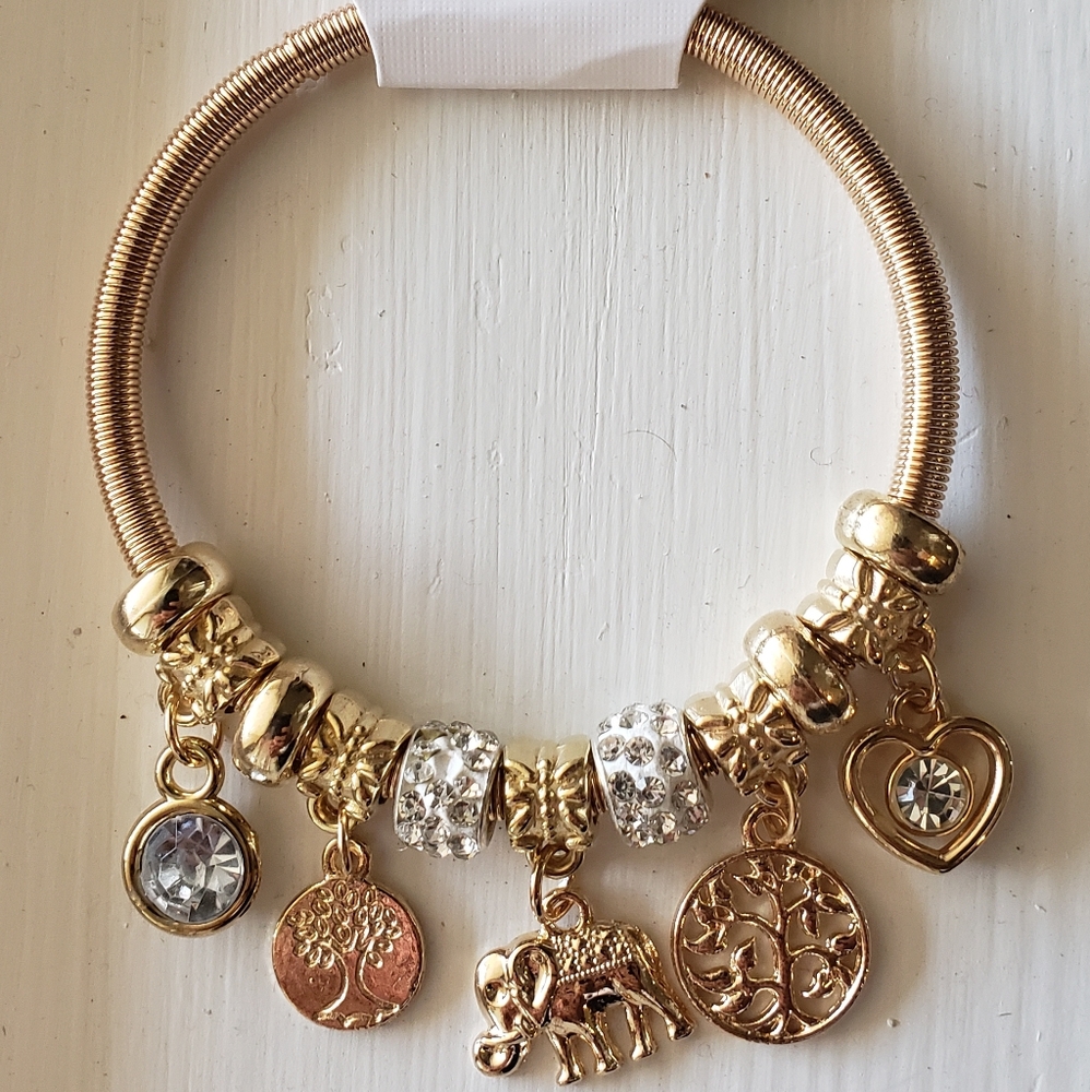 Charm bracelet tree of life heart elephant